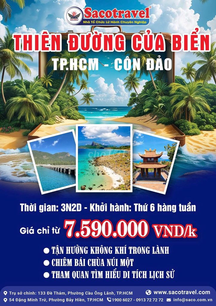 Tour du lịch TP.HCM Côn Đảo của công ty Saco. Du lịch tại Quận Tân Bình Tp Hồ Chí Minh được đăng bởi Du Lịch Mùa Hè 2026 hình 1