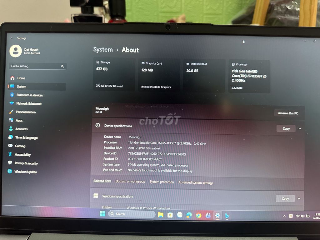 Lenovo Ideapad 3 15ITL6 i5-1135G7 20GB/512GB. Mua bán Laptop tại Thành phố Thủ Đức Tp Hồ Chí Minh được đăng bởi DatHVT hình 1
