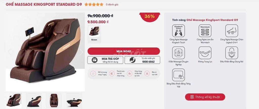 Ghế massage Kingsport G9 Nâu. Mua bán Bàn ghế tại Thị xã Điện Bàn Quảng Nam được đăng bởi Công Thắng hình 1