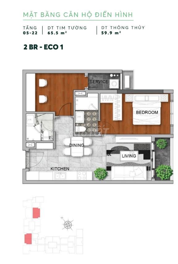 Sang nhượng giá sốc căn hộ Urban Green 2PN 65.5m2 gần Vạn Phúc city