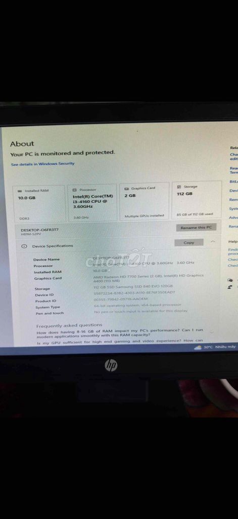 HP i3 đời 4 i3 10GB/120GB SSD 2GB GDDR5. Mua bán Máy tính để bàn tại Huyện Gò Công Tây Tiền Giang được đăng bởi Nguyễn Phước Tài hình 1