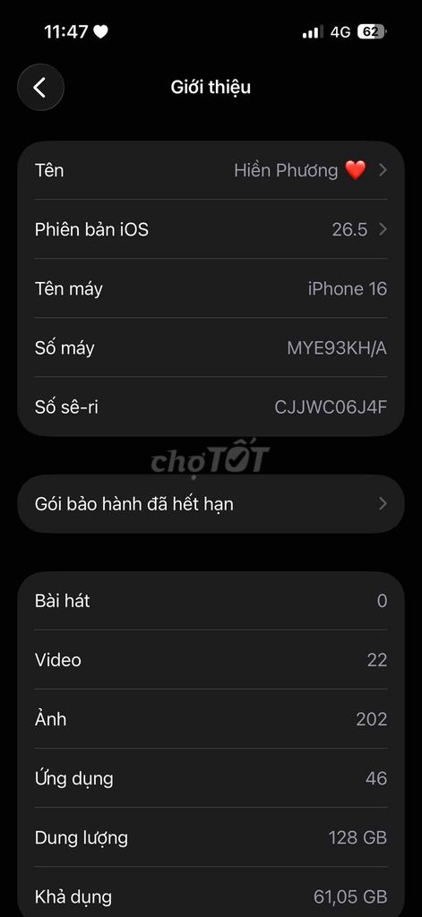 Apple iPhone 16 128GB Trắng. Mua bán Điện thoại tại Huyện Kim Bảng Hà Nam được đăng bởi Anh Ba hình 1