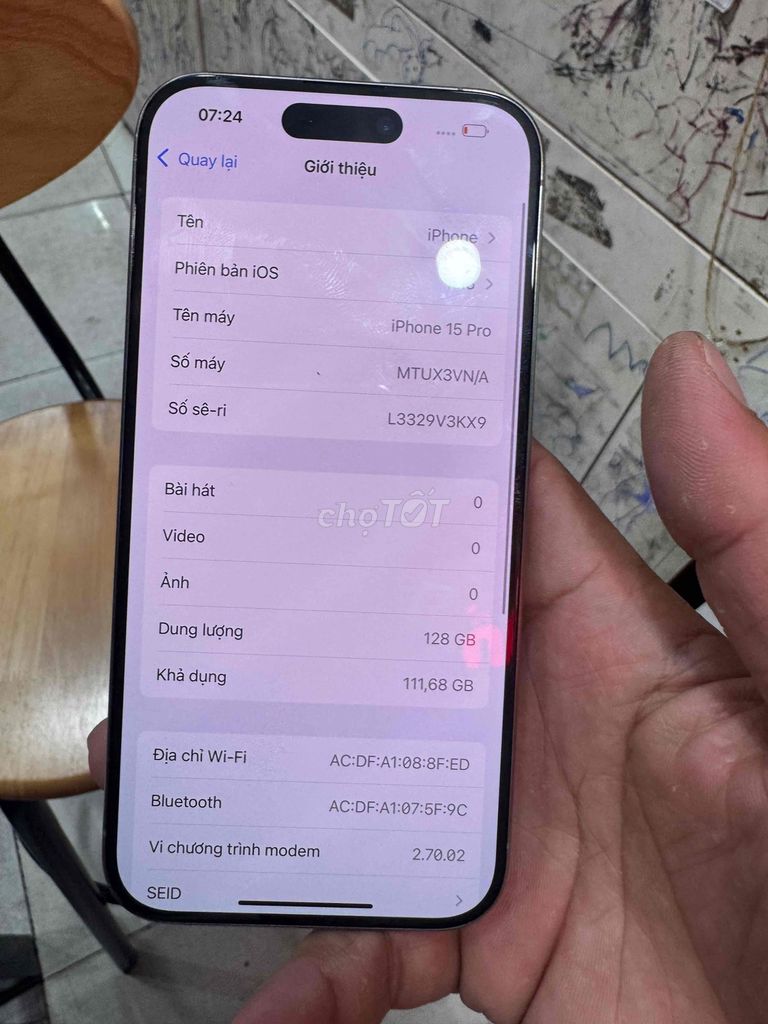 Apple iPhone 15 Pro 128GB Titan VN/A. Mua bán Điện thoại tại Thành phố Thuận An Bình Dương được đăng bởi cầm đồ Hà Minh Tâm  hình 1