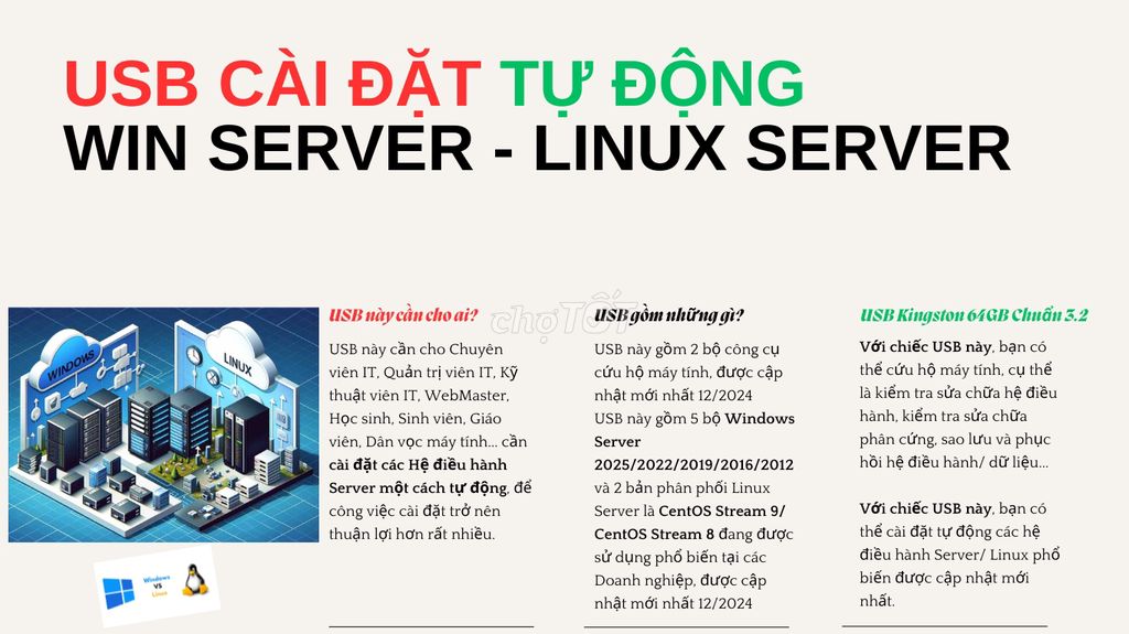 USB CÀI ĐẶT TỰ ĐỘNG WIN SERVER - LINUX SERVER