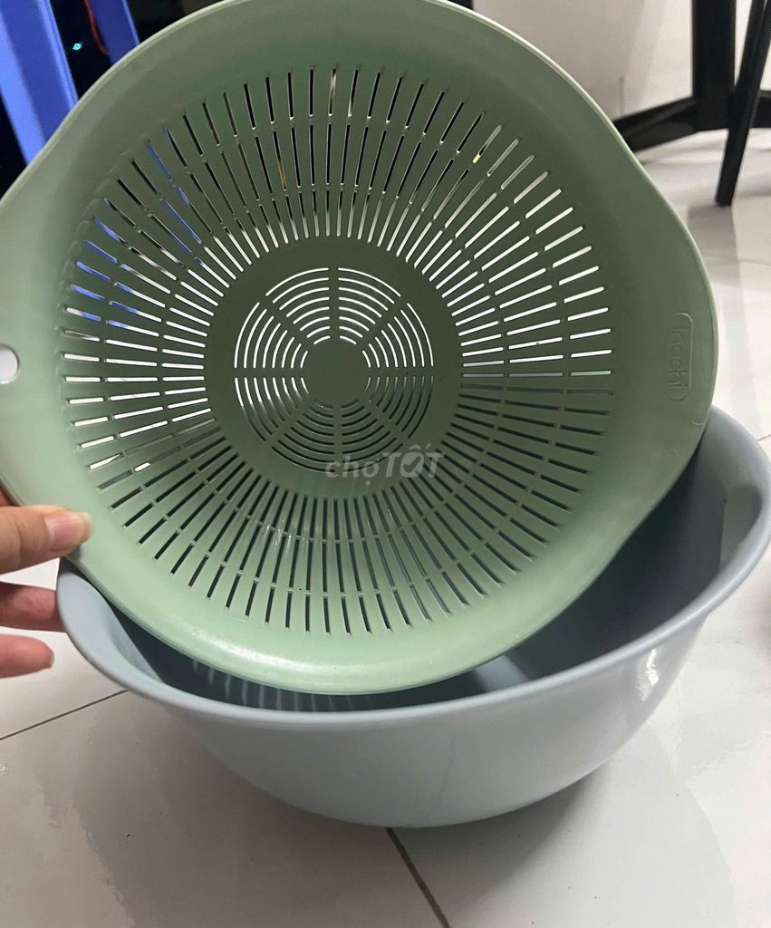 Rổ rửa rau Nhựa Xanh lá, Xám. Mua bán Dụng cụ nhà bếp tại Quận Bắc Từ Liêm Hà Nội được đăng bởi trang đỗ hình 1