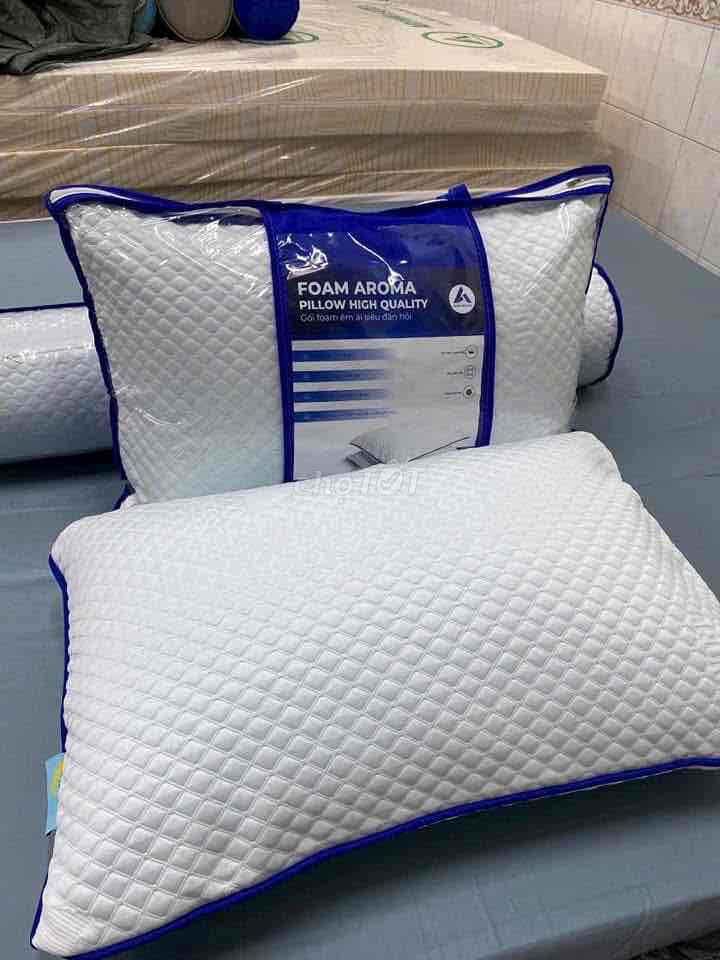 Gối nằm Aroma Foam, Cao su thiên nhiên Trắng. Mua bán Giường, chăn ga gối nệm tại Thành phố Cà Mau Cà Mau được đăng bởi Nệm Giá Kho Cà Mau hình 1