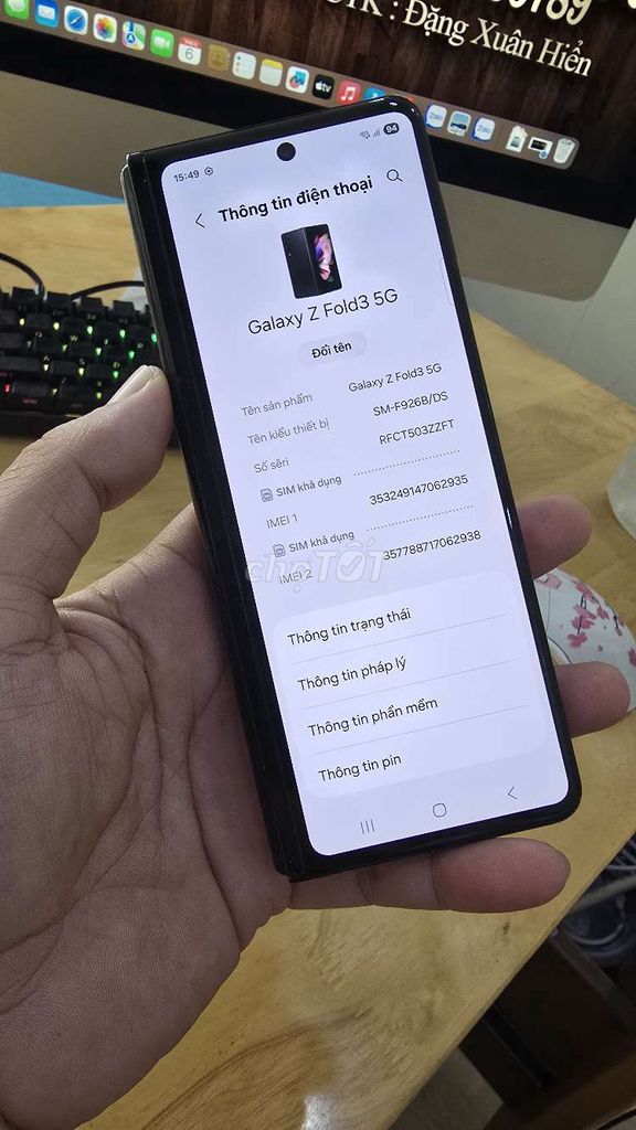 Samsung Galaxy Z Fold3 5G 256GB Đen. Mua bán Điện thoại tại Quận Ninh Kiều Cần Thơ được đăng bởi hiển mobile hình 1