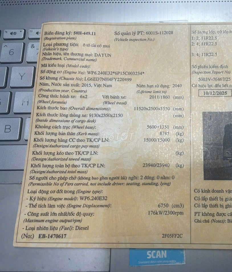 Bán gấp xe tải 15 tấn đời 2015 thùng bạt 9m1. Mua bán Xe tải, xe ben tại Thành phố Thuận An Bình Dương được đăng bởi Hồ Xe Tải hình 6