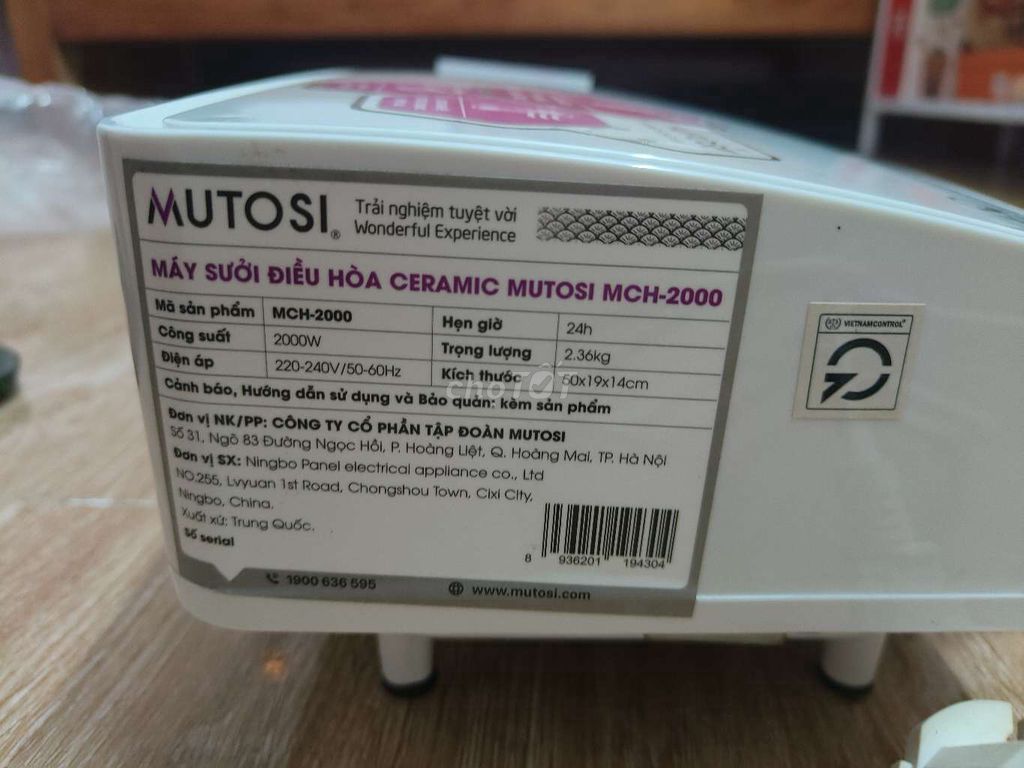 Máy sưởi MUTOSI MCH-2000. Mua bán Nội thất, đồ gia dụng khác tại Thành phố Vĩnh Yên Vĩnh Phúc được đăng bởi Văn Mạnh  hình 1