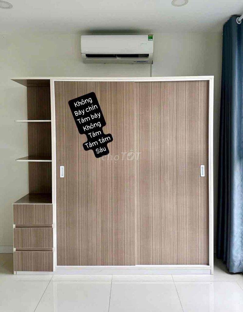 tủ lùa 2 cánh 80cm liền kệ ngang 2m - đủ màu