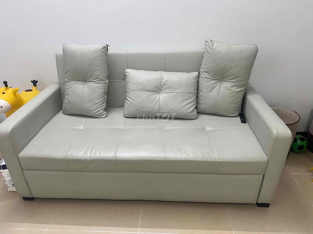 Ghế sofa giường da xám nhạt. Mua bán Giường, chăn ga gối nệm tại Quận Hà Đông Hà Nội được đăng bởi Hồng Sơn hình 1