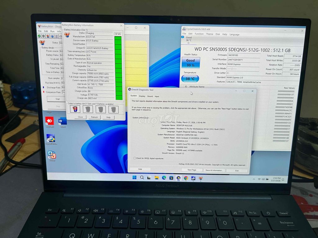 Asus Zenbook 14 UX3405CA Ultra 5 16GB/512GB. Mua bán Laptop tại Quận Đống Đa Hà Nội được đăng bởi Chí Hướng Smartphone Cs HN hình 1