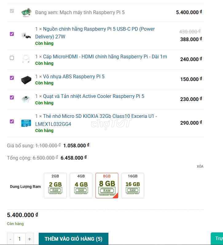 Raspberry Pi Pi 5 8GB. Mua bán Linh kiện (RAM, Card...) tại Thành phố Thủ Đức Tp Hồ Chí Minh được đăng bởi Trần Thị Mỹ Xuyên hình 1