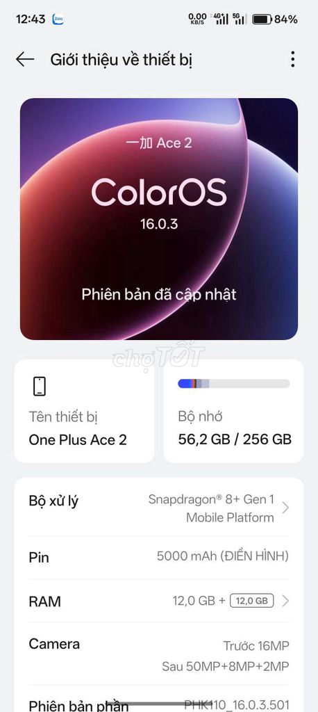 OnePlus Ace 2 256GB. Mua bán Điện thoại tại Huyện Củ Chi Tp Hồ Chí Minh được đăng bởi Tâm hình 1
