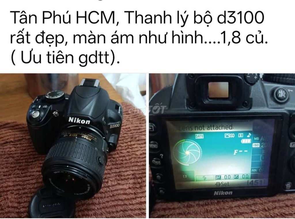 Máy ảnh Nikon D3100 Đen. Mua bán Máy ảnh, Máy quay tại Quận Tân Phú Tp Hồ Chí Minh được đăng bởi Cường hình 1