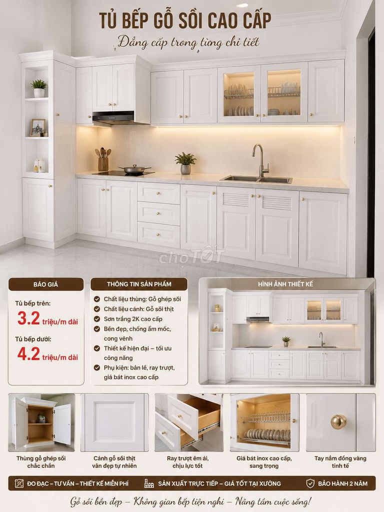 Tủ bếp gỗ sồi trắng hiện đại. Mua bán Tủ, kệ gia đình tại Quận 12 Tp Hồ Chí Minh được đăng bởi ĐỒ GỖ MỸ NGHỆ LÂM PHÁT hình 1