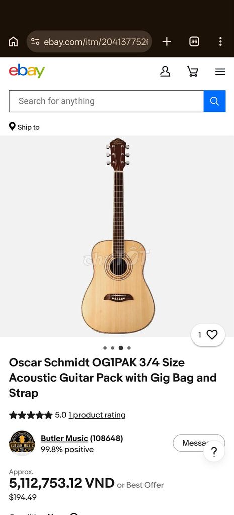 Đàn guitar acoustic Oscar Schmidt 3/4. Mua bán Nhạc cụ tại Quận 6 Tp Hồ Chí Minh được đăng bởi Duan hình 1