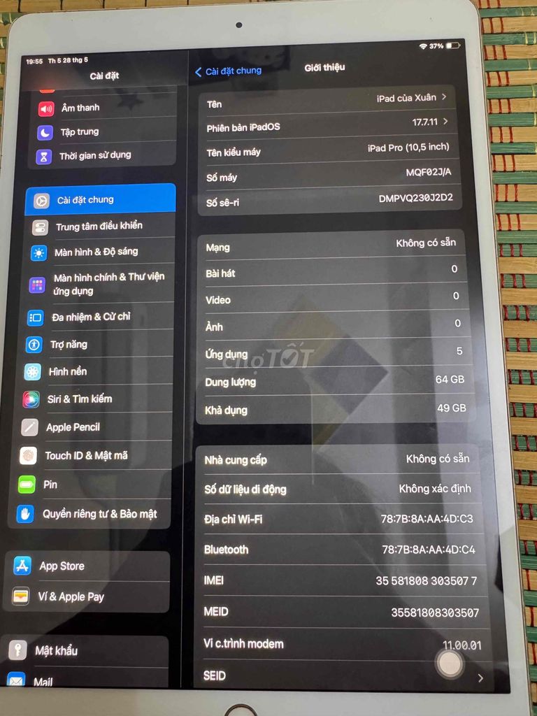 Apple iPad Pro 10.5 inch 64GB. Mua bán Máy tính bảng tại Quận Gò Vấp Tp Hồ Chí Minh được đăng bởi Ngọc Xuân hình 1
