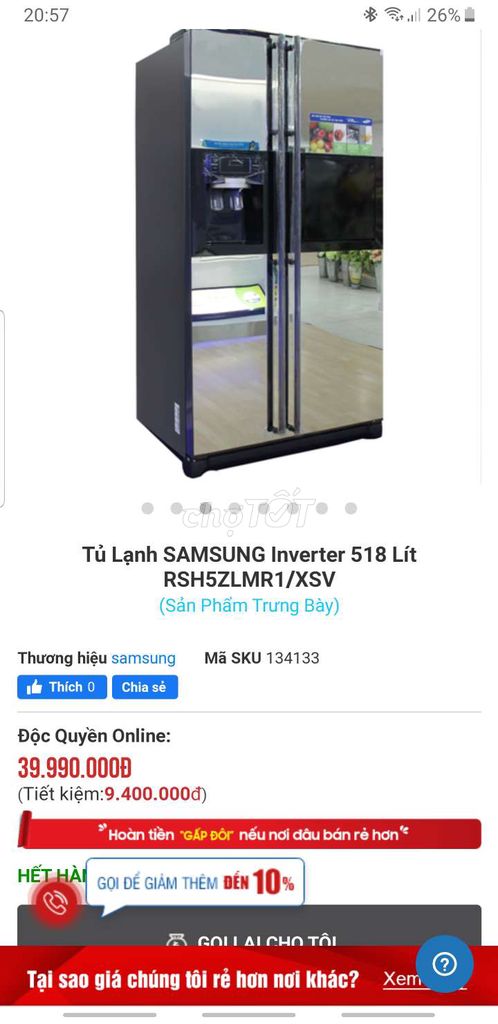 0765772912 - Tủ Lạnh Samsung 518 lít. LÀM ĐÁ TỰ ĐỘNG