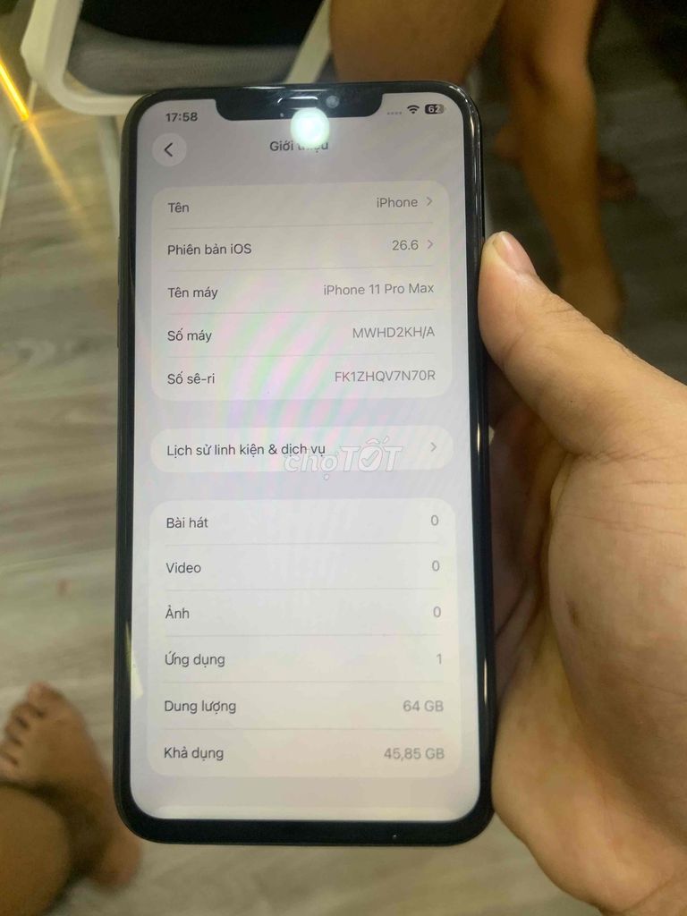 Apple iPhone 11 Pro Max 64GB Space Gray. Mua bán Điện thoại tại Thành phố Dĩ An Bình Dương được đăng bởi Nam Phạm Hoài hình 1