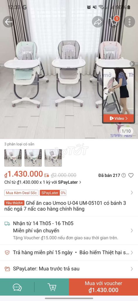 Ghế ăn dặm điều chỉnh độ cao cho bé. Mua bán Mẹ và bé tại Quận 12 Tp Hồ Chí Minh được đăng bởi Anh Hai Tan hình 4