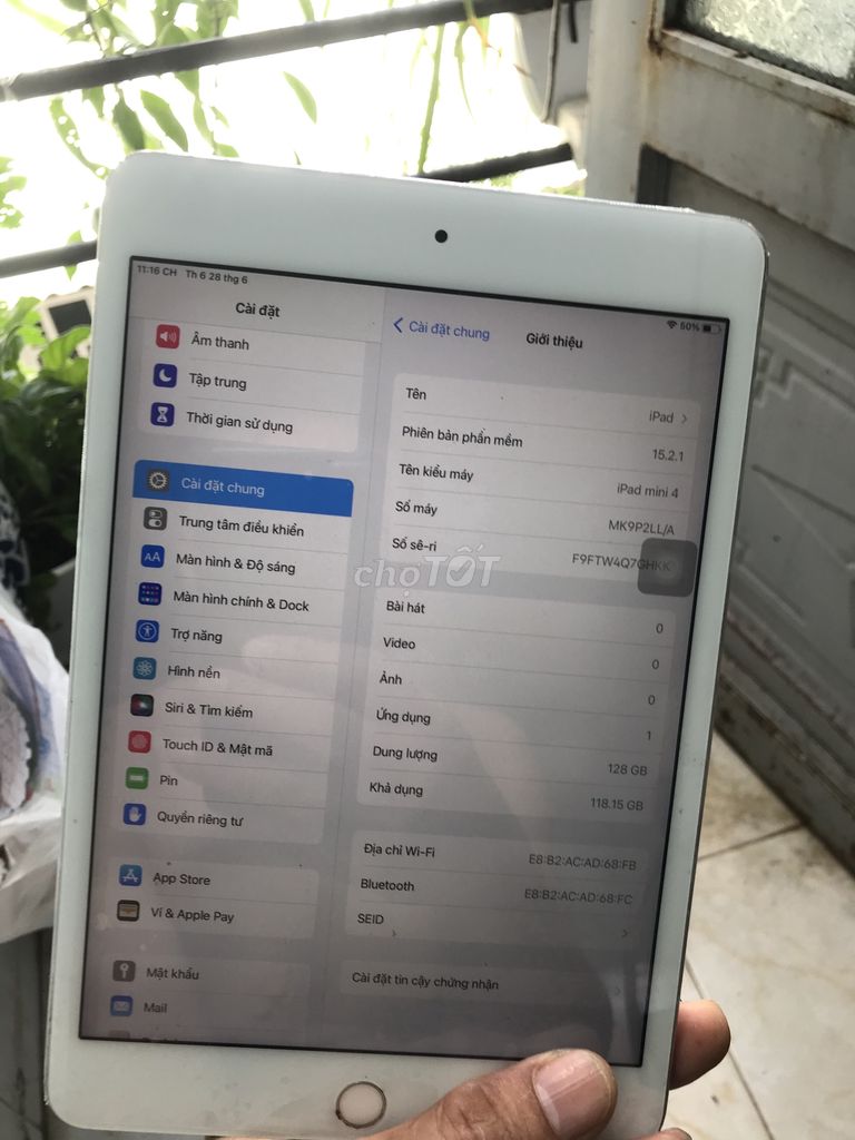 Apple ipad mini 4,128G.Xài ok .Full vân tay. Mua bán Máy tính bảng tại Quận 12 Tp Hồ Chí Minh được đăng bởi Văn Thanh hình 3