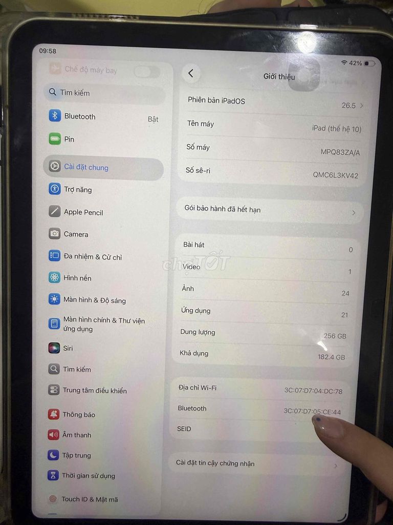 ipad gen 10 256 only wifi. Mua bán Máy tính bảng tại Quận Liên Chiểu Đà Nẵng được đăng bởi Tuấn Anh hình 1