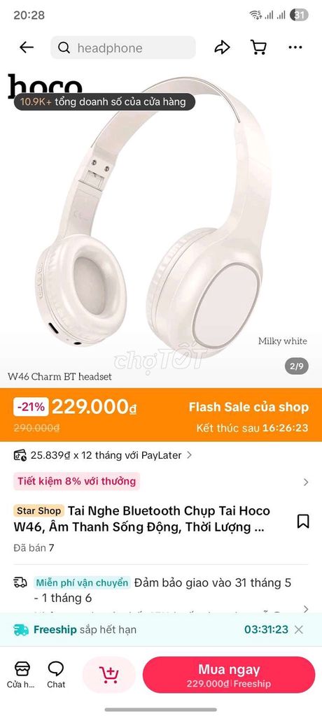Tai nghe Bluetooth Hoco W46 Charm BT Trắng sữa. Mua bán Tivi, Âm thanh tại Quận Gò Vấp Tp Hồ Chí Minh được đăng bởi Nguyễn Đức Huy hình 1