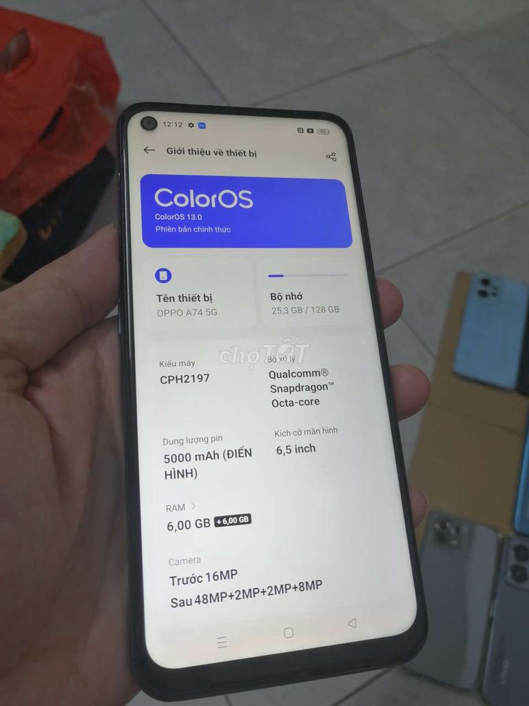 Oppo A74-5G có NFC,Ram6g+6g/128g,xài 2Sim Good