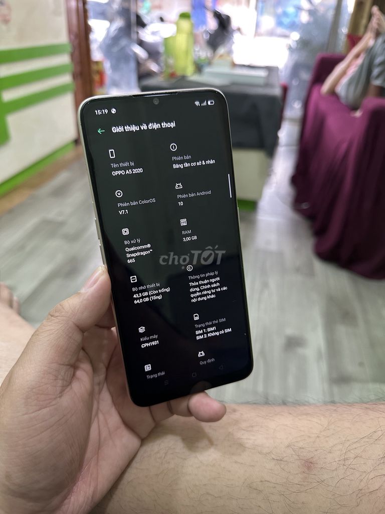 Oppo A5 2020 128GB Trắng Chính Hãng TGDĐ New 08%. Mua bán Điện thoại tại Quận Thanh Khê Đà Nẵng được đăng bởi lê văn kiếm hình 1