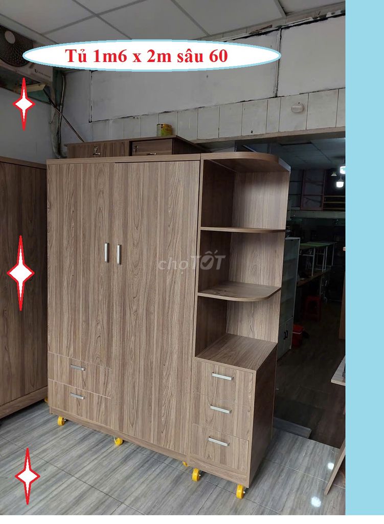 Tủ quần áo gỗ công nghiệp 1m6x2m. Mua bán Tủ, kệ gia đình tại Quận Tân Bình Tp Hồ Chí Minh được đăng bởi BÀN VĂN PHÒNG GIÁ TẠI XƯỞNG hình 1