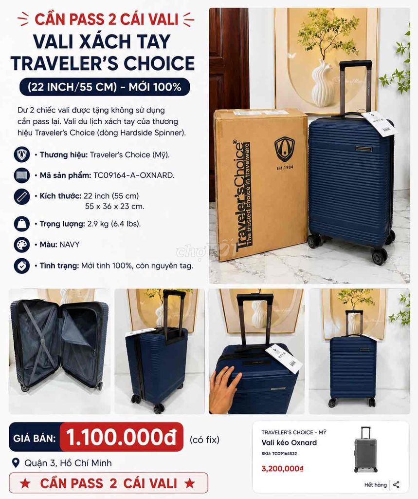 Vali Travelers Choice Hardside Spinner. Mua bán Túi xách tại Quận 3 Tp Hồ Chí Minh được đăng bởi Duyên hình 1