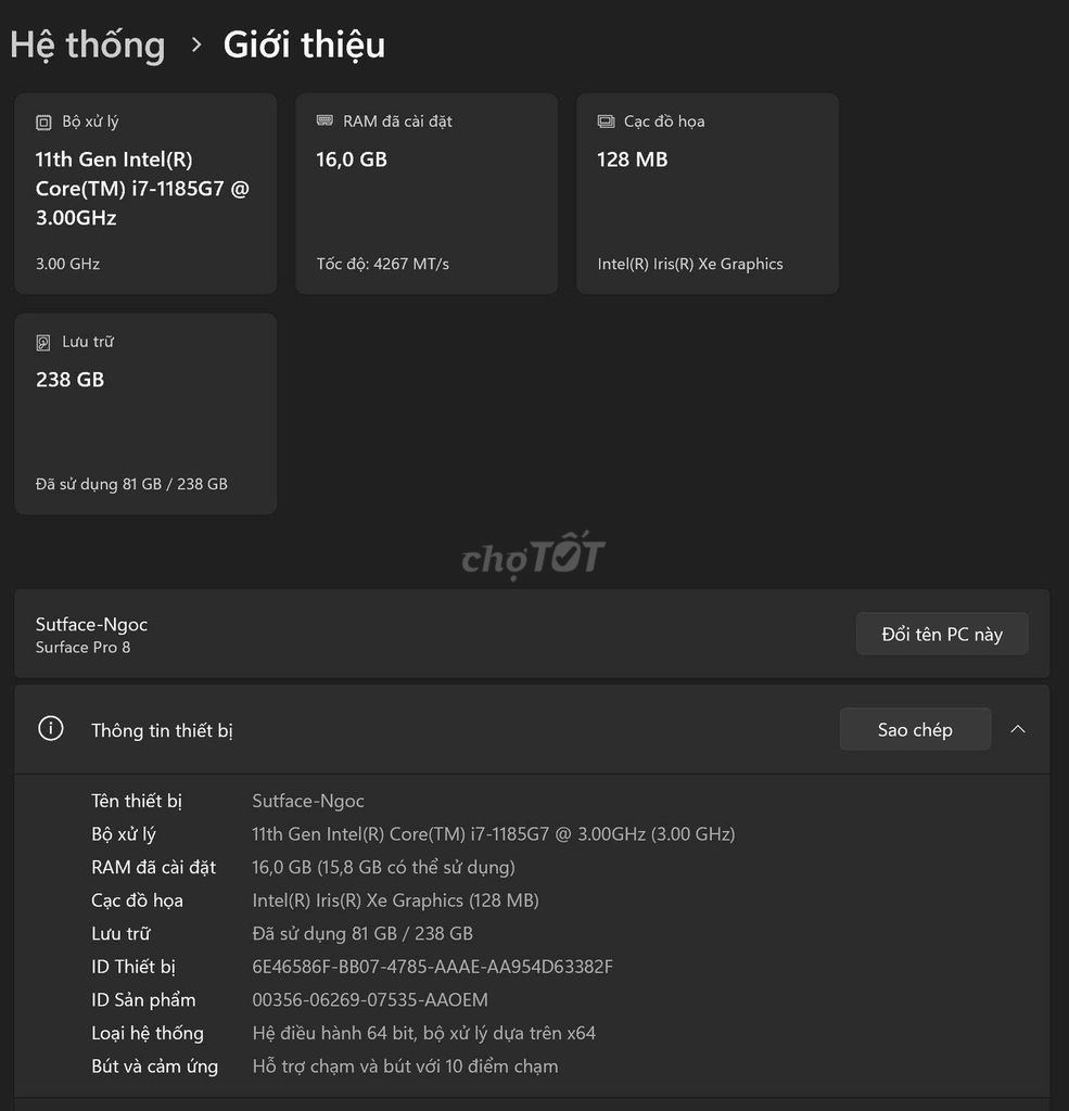 Microsoft Surface Pro 8 i7 16GB/256GB. Mua bán Máy tính bảng tại Quận 7 Tp Hồ Chí Minh được đăng bởi Phạm Minh Ngọc hình 1