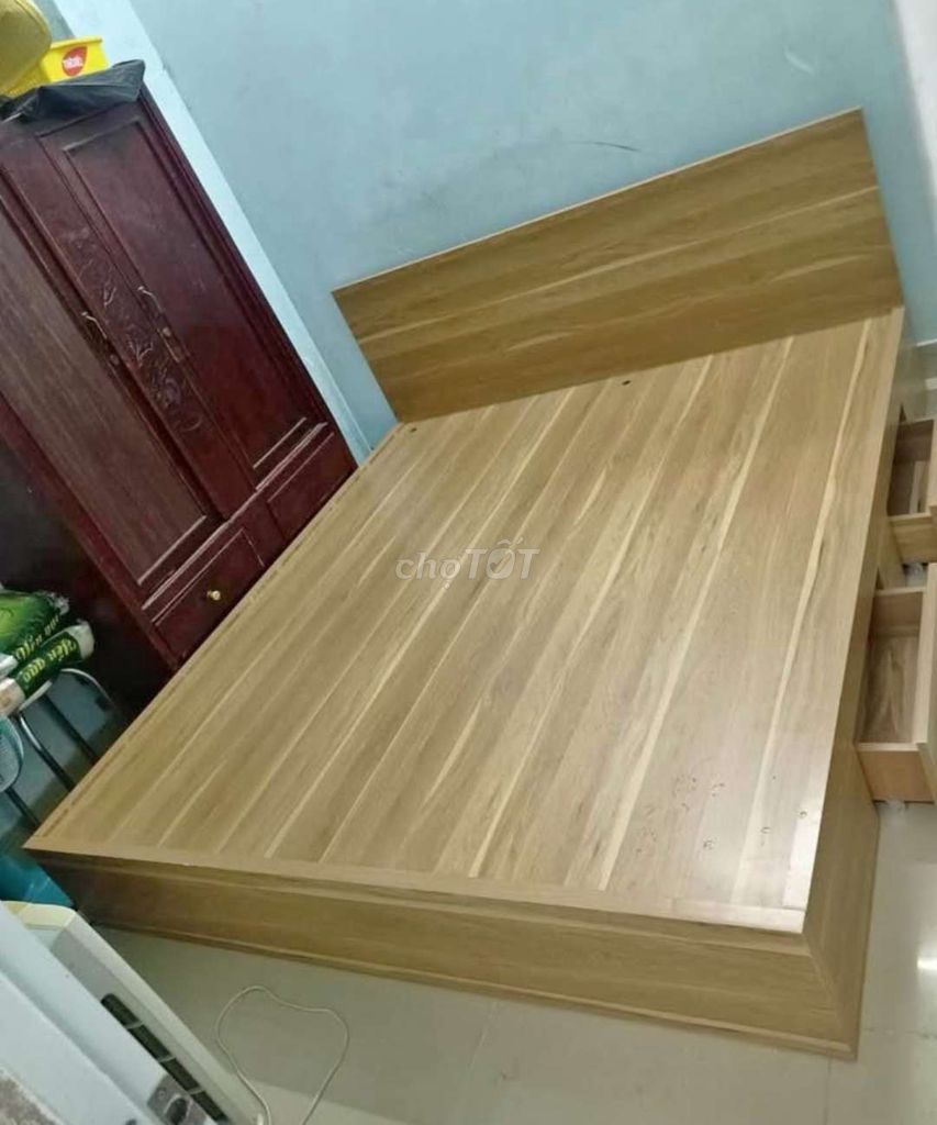 GIƯỜNG GỖ CÔNG NGHIỆP MDF 1M6*2M CÓ HỘP KÉO