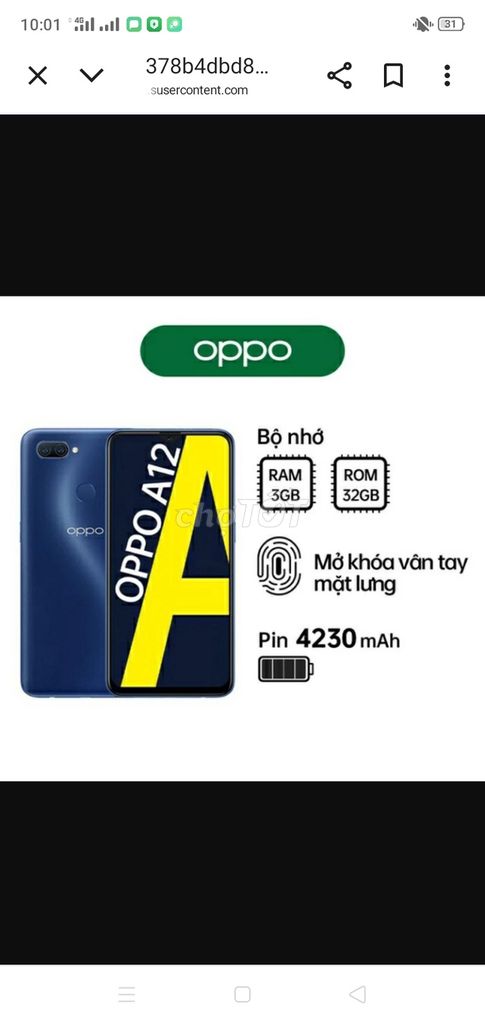 Oppo A12 32GB Xanh. Mua bán Điện thoại tại Huyện Lạng Giang Bắc Giang được đăng bởi Phạm Nhung hình 1