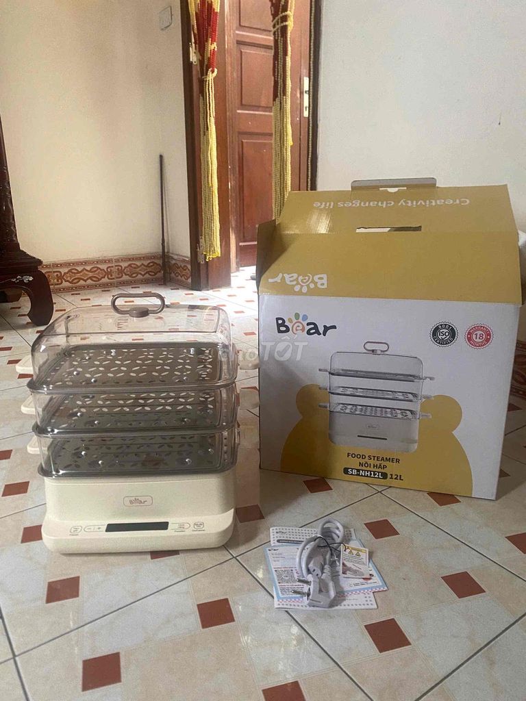 Nồi hấp điện Bear SB-NH12L 12L Trắng kem mới tinh. Mua bán Bếp, lò, đồ điện nhà bếp tại Quận Hoàn Kiếm Hà Nội được đăng bởi Hoàng hiếu  hình 1