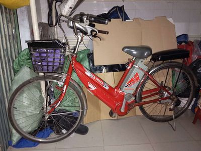 Xe đạp điện nhật màu đỏ