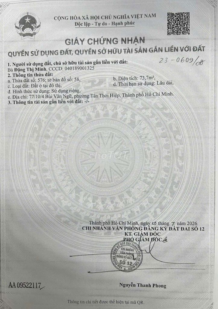 ĐẤT HL80B, DT: 90m2, SỔ HỒNG RIÊNG, ĐƯỜNG NHỰA THÔNG, CHỈ 4.86 TỶ