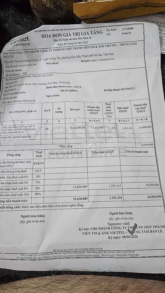 Apple iPad Air M4 11 inch M4 128GB Like New. Mua bán Máy tính bảng tại Quận Ba Đình Hà Nội được đăng bởi Nguyễn Trung Nghĩa hình 1
