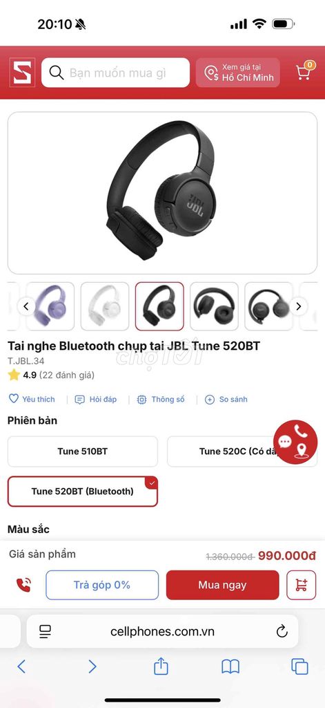 Headphone JBL 520BT bluetooth NEW 100%. Mua bán Tivi, Âm thanh tại Thành phố Thủ Đức Tp Hồ Chí Minh được đăng bởi Trịnh Thị Tuyết Trinh hình 6