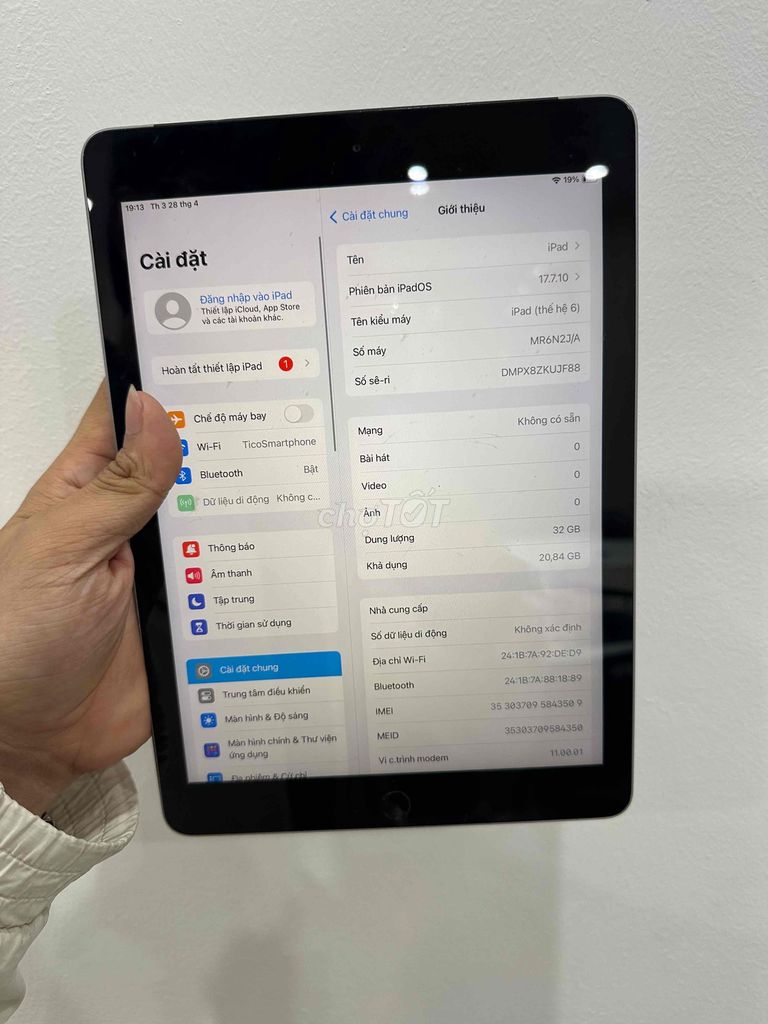 Apple iPad Gen 6 Wifi + 4G 32GB Xám. Mua bán Máy tính bảng tại Quận Đống Đa Hà Nội được đăng bởi Ng Hoang Anh hình 1