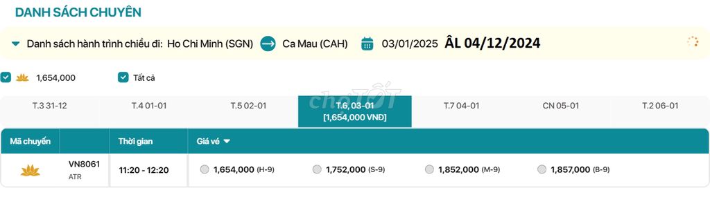 Hồ Chí Minh - Cà Mau  03/01/2025 ÂL 04/12/2024