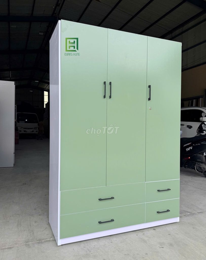 Tủ quần áo Nhựa Đài Loan Xanh lá 1m7x1m04x42cm. Mua bán Tủ, kệ gia đình tại Thành phố Vũng Tàu Bà Rịa - Vũng Tàu được đăng bởi Nội Thất Quang Hùng TD hình 1