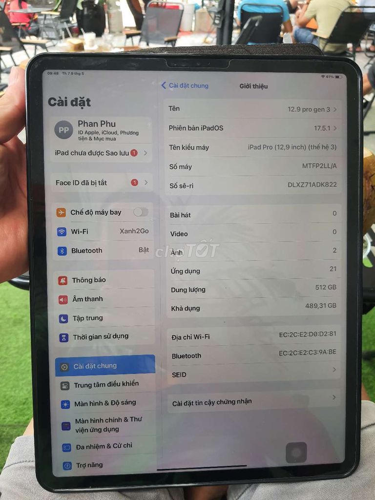 Apple iPad Pro 12.9 (Gen 3) 512GB Xám. Mua bán Máy tính bảng tại Thành phố Thủ Dầu Một Bình Dương được đăng bởi Duc hình 1