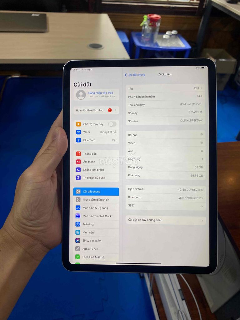 air 4 64g zin all p100 ios thấp