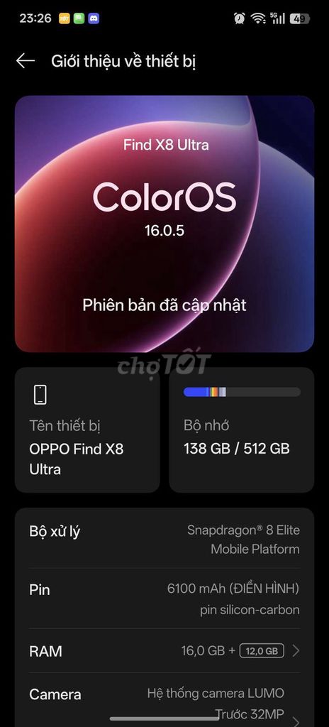 OPPO Find X8 Ultra 512GB. Mua bán Điện thoại tại Huyện Yên Lạc Vĩnh Phúc được đăng bởi Tuấn Vũ hình 1