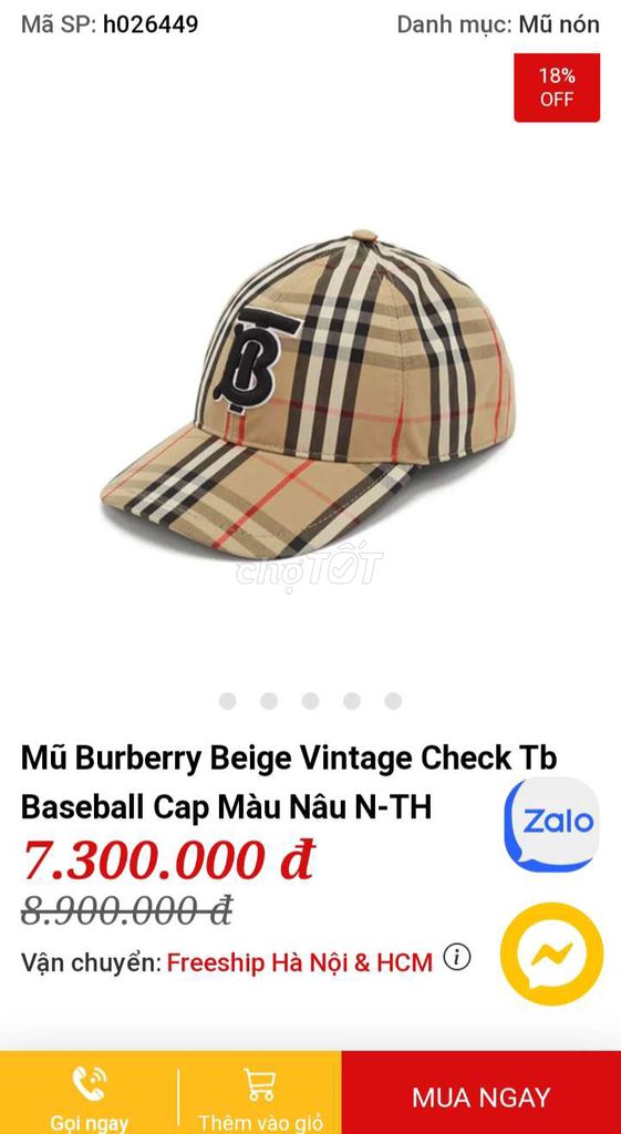 Nón burberry anh quốc chính hãng