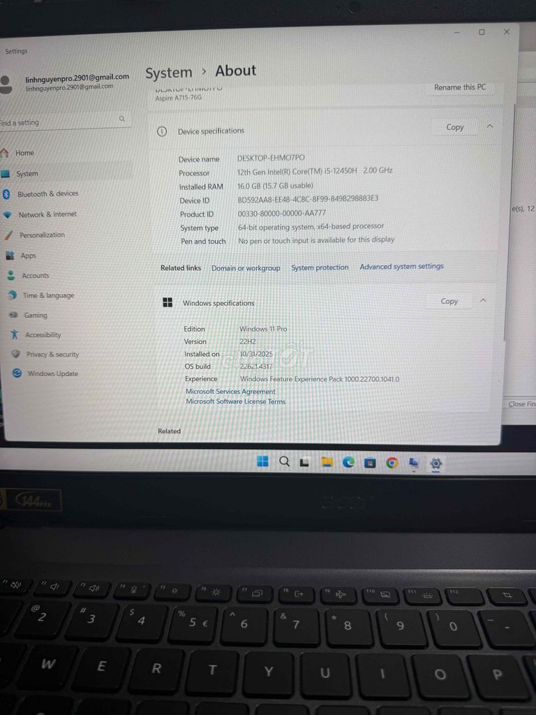 Acer Aspire 7 i5-12450H 16GB/512GB. Mua bán Laptop tại Thành phố Thủ Đức Tp Hồ Chí Minh được đăng bởi Linh Nguyễn hình 1