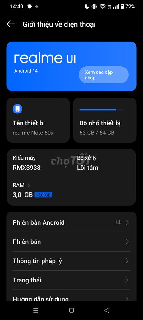 Realme Note 60x 64GB Đã qua sử dụng. Mua bán Điện thoại tại Thành phố Vị Thanh Hậu Giang được đăng bởi NGUYEN VAN PHONG hình 1