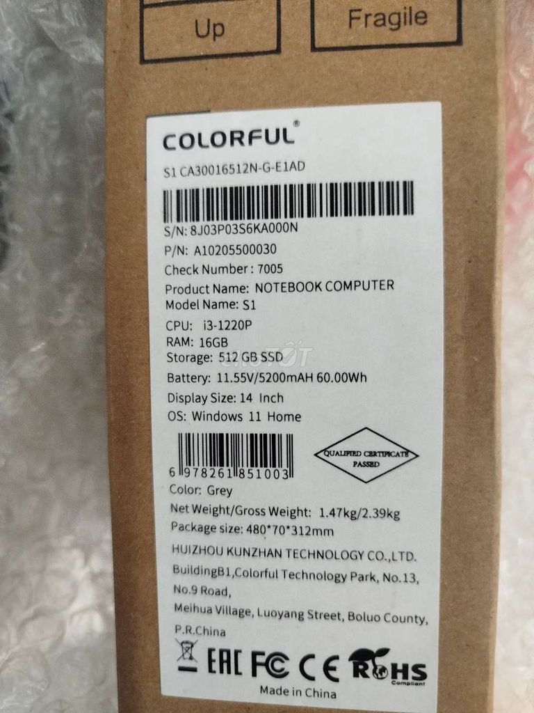 Colorful S1 i3 1220p 14 inch 16GB/512GB Xám. Mua bán Laptop tại Huyện Đông Anh Hà Nội được đăng bởi SPACEPC hình 1